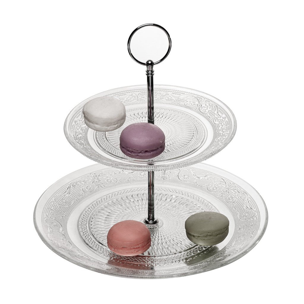 Porta Doces Sobremesa 2 Andares de Vidro Linha Angel Premium 23x25cm - Lyor