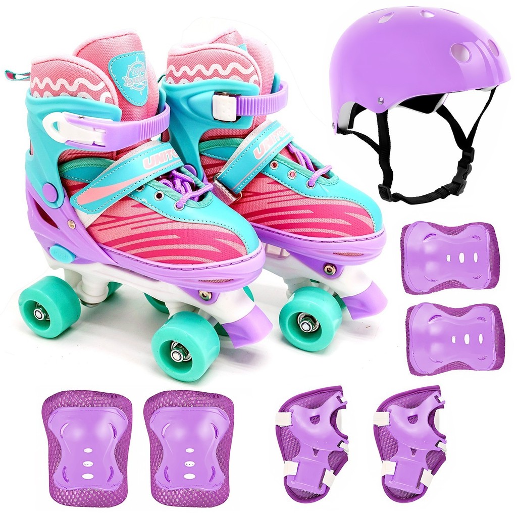 PATINS QUAD VIOLETA COM KIT PROTEÇÃO - UNITOYS
