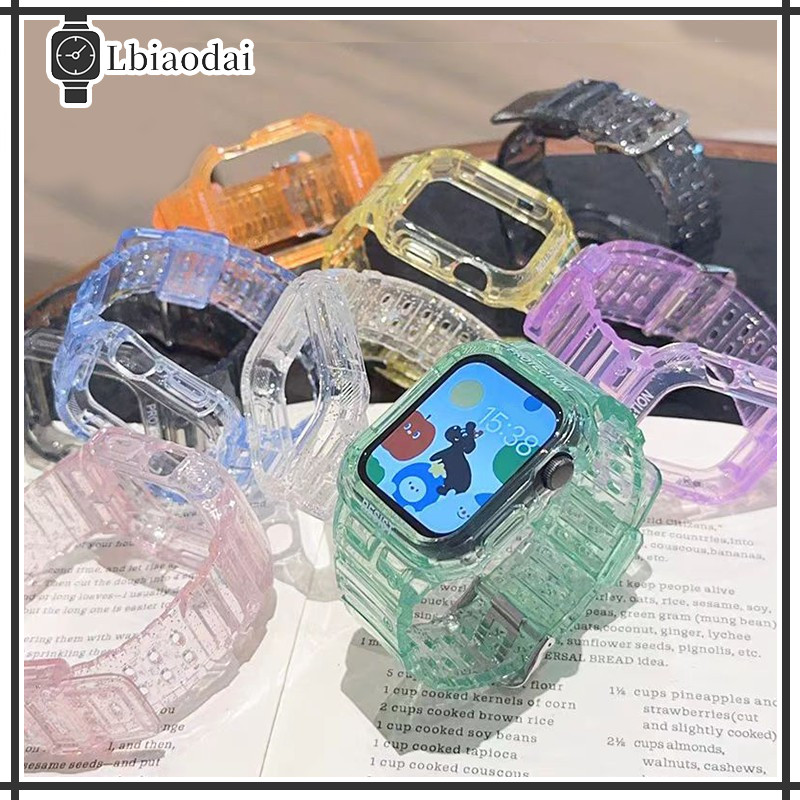 Pulseira de Capinha Capa Transparente Glacier TPU Para Apple Watch Series 11 10 9 8 7 6 5 4 SE 3 Iwatch 46 45 42 44 40mm