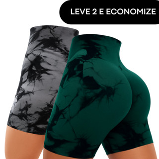 Shorts Feminino Academia Marmorizado Zero Transparencia Cintura Alta Levanta Bumbum em Oferta na Shopee