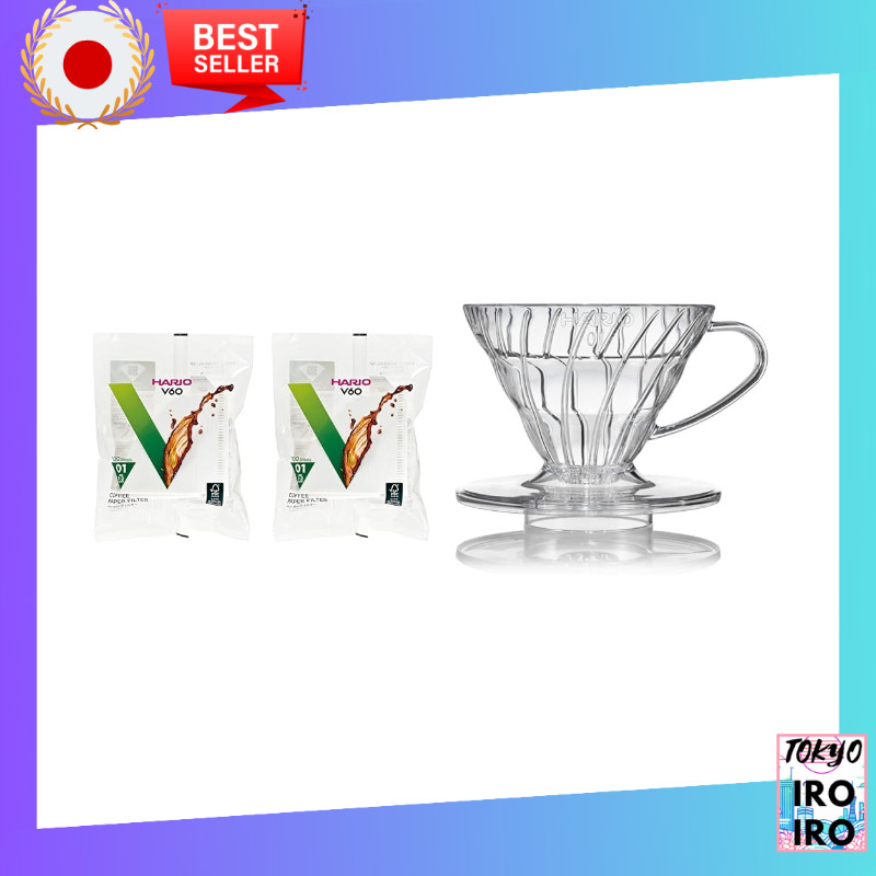 【Conjunto de Compra】HARIO V60 Filtros de Papel Brancos para 1-2 xícaras Fabricado no Japão VCF-01-100W 100 unidades 2