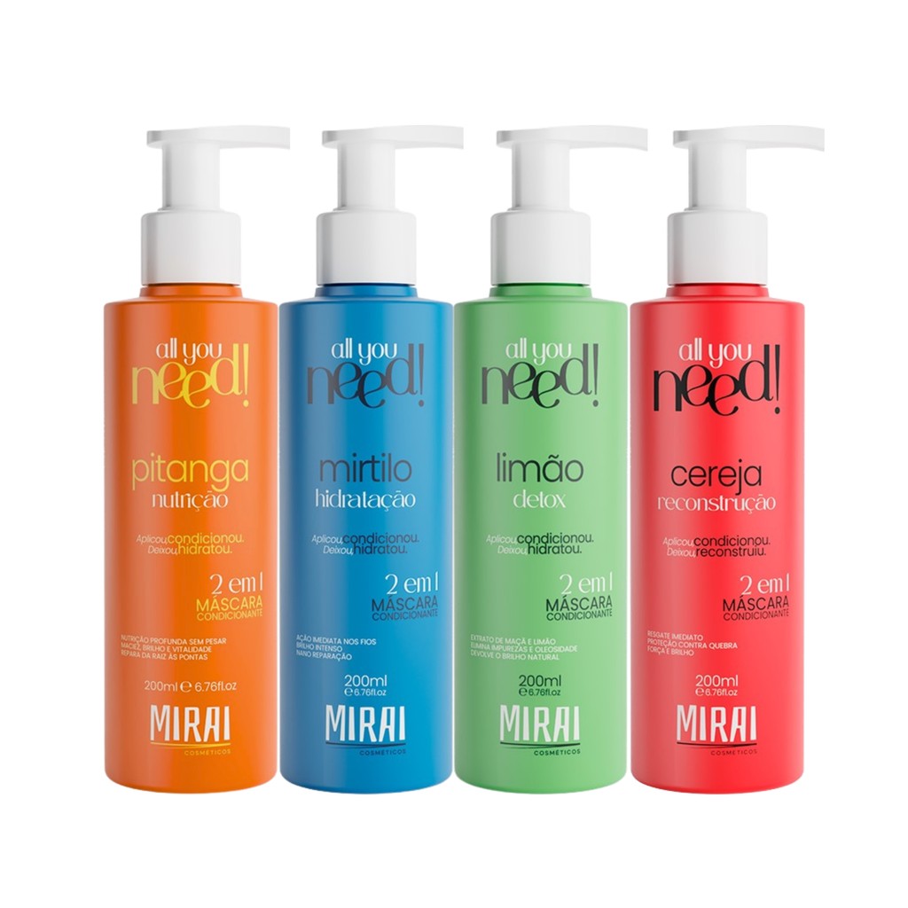 Kit Cronograma Capilar Tratamento Intenso Para Cabelos Secos, Ressecados E Quebradiços Mirai