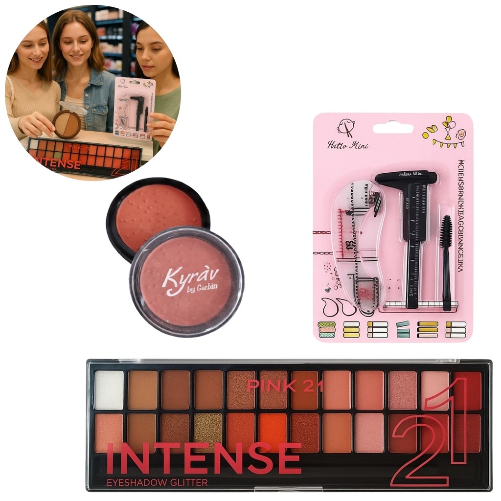 Kit 3 Paletas Sombras Ruby Rose + Corretivo + Sobrancelhas