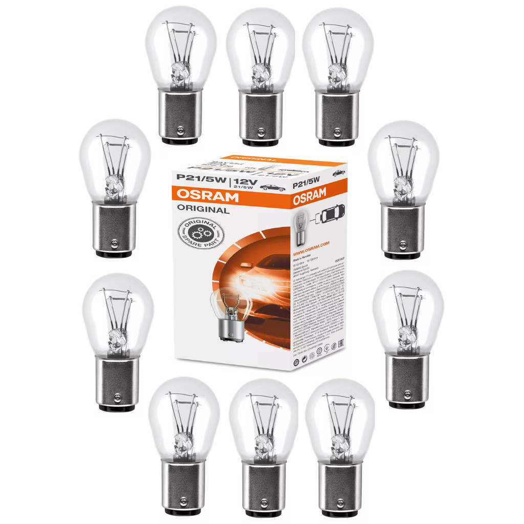 Kit 10 Lâmpadas Osram Original P21/5w 12v Bay15d 2 Polos