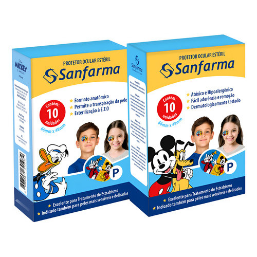 Protetor Ocular Infantil Tampão Estéril Mickey e Amigos Disney 1 caixa com 10 Un