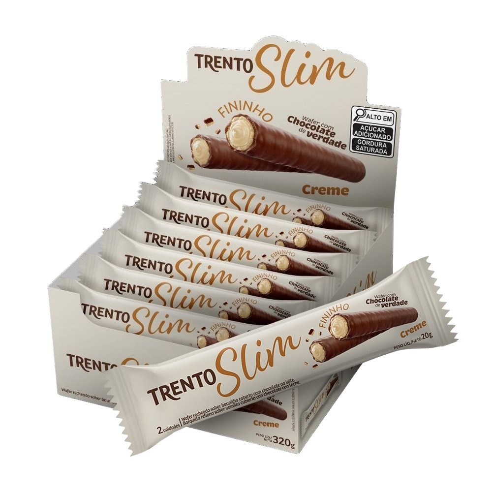Chocolate Trento Wafer Slim Creme 20g - Embalagem com 16 Unidades