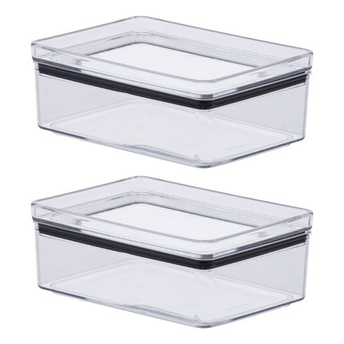 Detalhes do Jogo 2 Potes Porta Frios Herméticos 770ml Kit Geladeira Empilhável Paramount