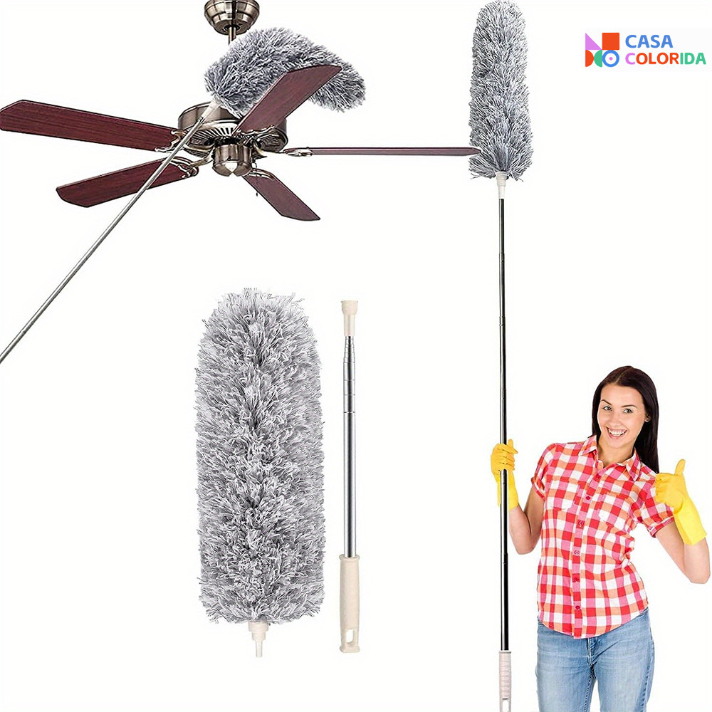 Espanador Flexível e Dobrável com Alcance de 2.8 Metros – Para Limpeza de Cortinas, Persianas e Superfícies Altas