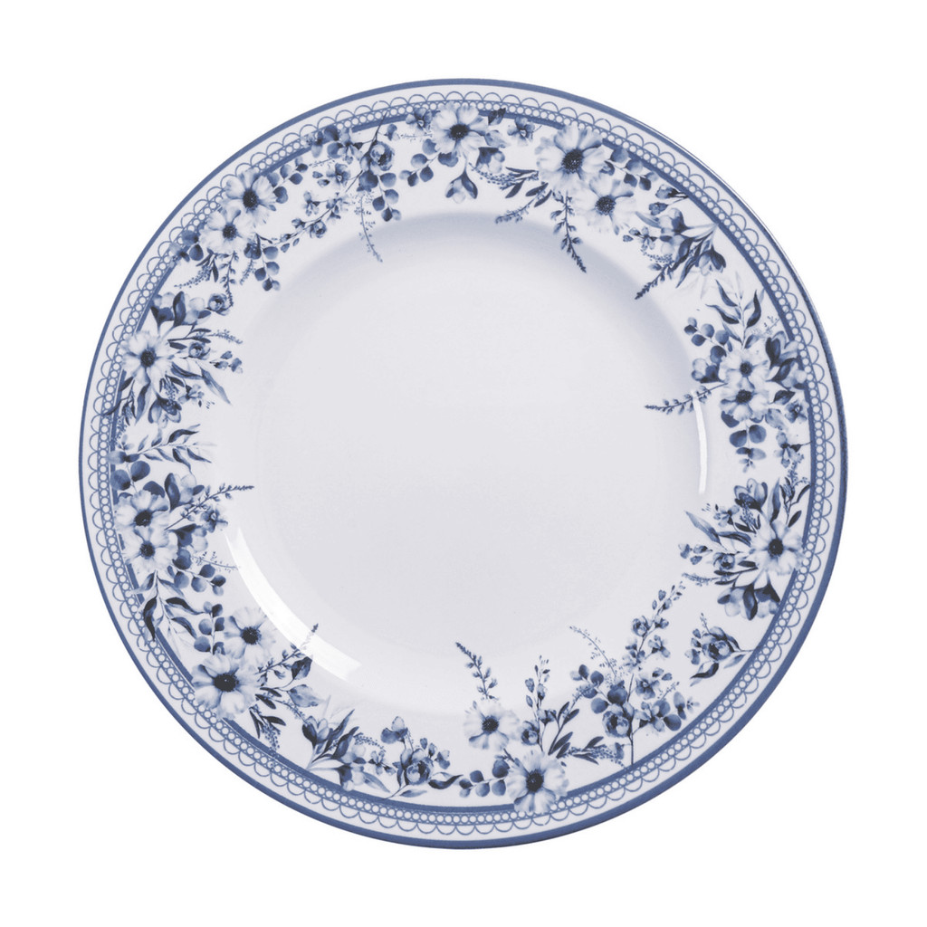 Prato Raso Jantar Refeição 28cm Azzura Porcelana Decorada Floral Tramontina