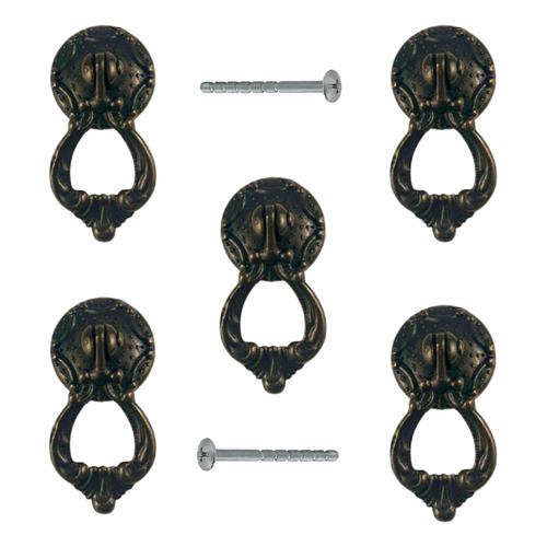 5x Puxador Colonial Luiz Xv Móveis Cristaleira Gaveta Porta Ouro Velho Redondo Alça