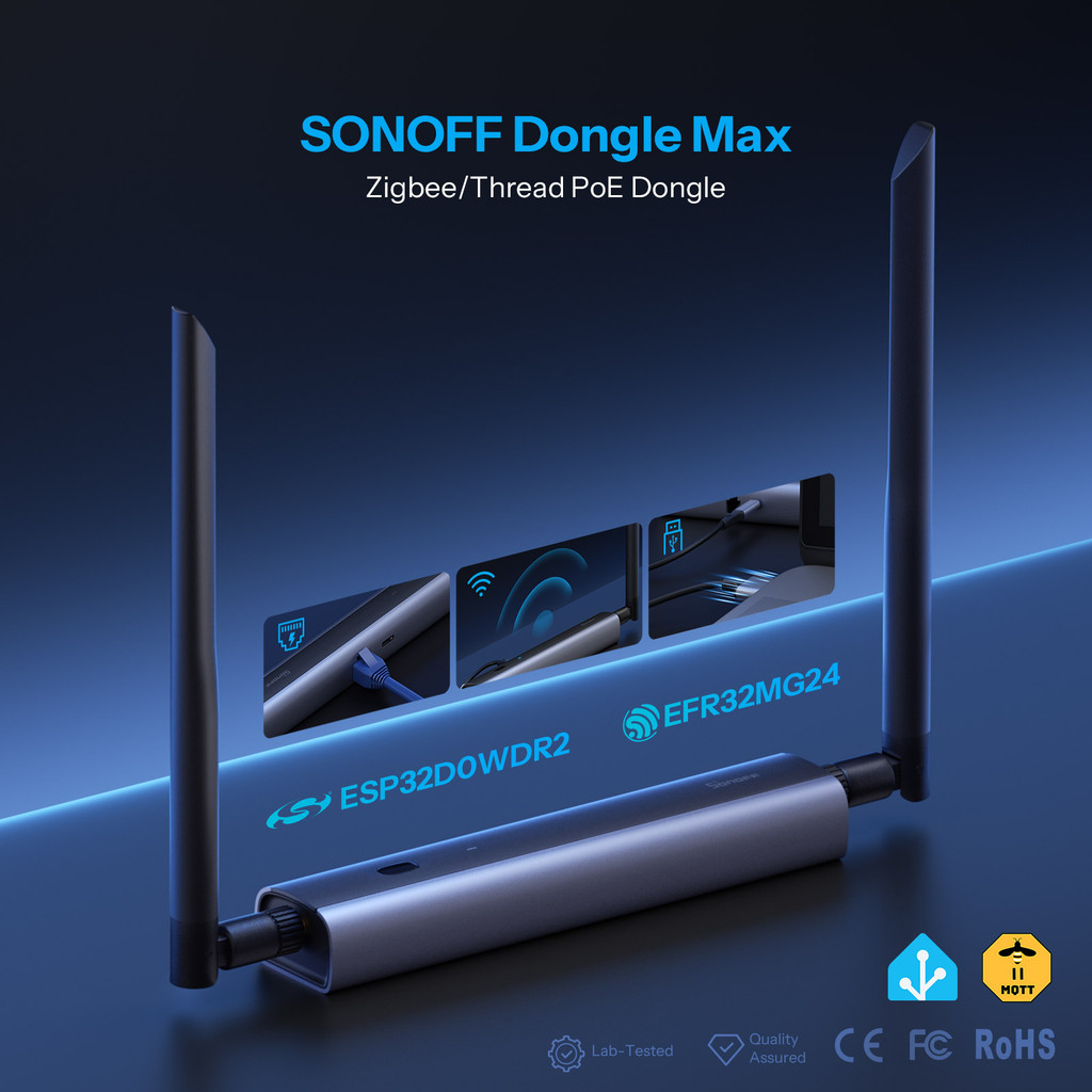 SONOFF Dongle-M Max Zigbee/Thread PoE Chipset De Alto Desempenho Antena Dupla Suporta Ethernet , Wi-Fi , Conexão USB Ger em Oferta na Shopee