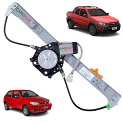 KIT Maquina de Vidro Elétrica Direita Para Fiat Strada Palio 1995 á 2017 2 Portas Com Motor Mabuchi