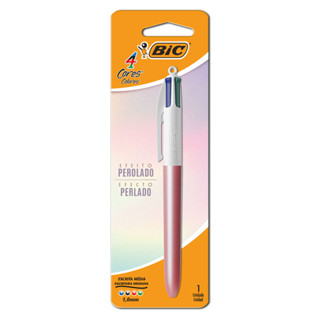 Caneta esferográfica 1.0 retrátil Rosa Perolada 4 cores Bic em Oferta na Shopee