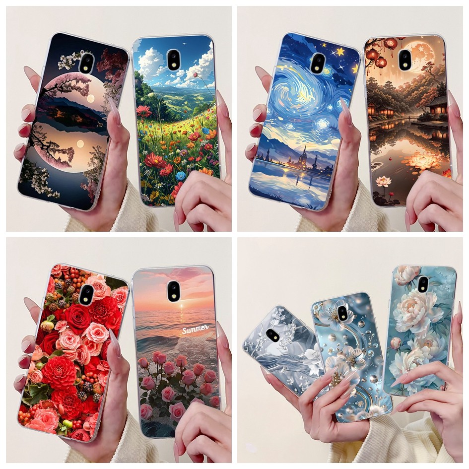 Para Samsung Galaxy J7 2017 Caso J7 Pro J730F Capa Nova Elegante Flor Macio Silicone De Telefone J5 2017 Pára-Choques