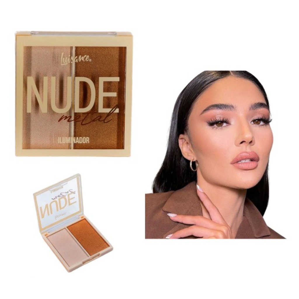 Paleta de Iluminador e Maquiagem 2 Cores p/ Rosto cor Nude