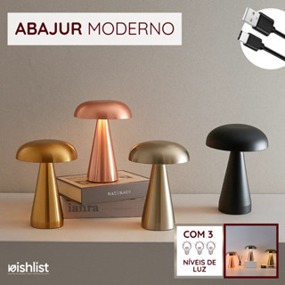 Abajur Cogumelo Touch Luminária De Mesa Recarregável Led Decoração - Unidade e Kit em Oferta na Shopee