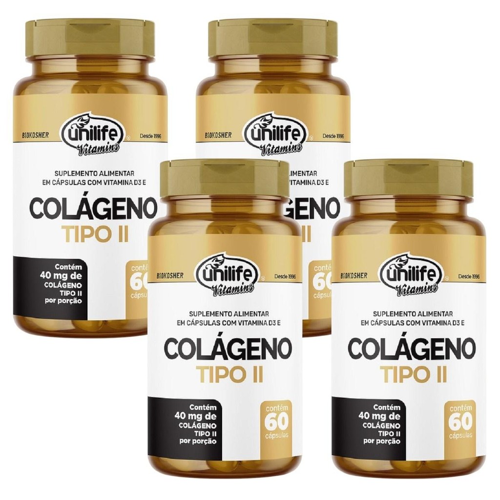 4Uni  Colágeno Tipo II  Vitamina D 40mg De 60 Cápsulas Cada