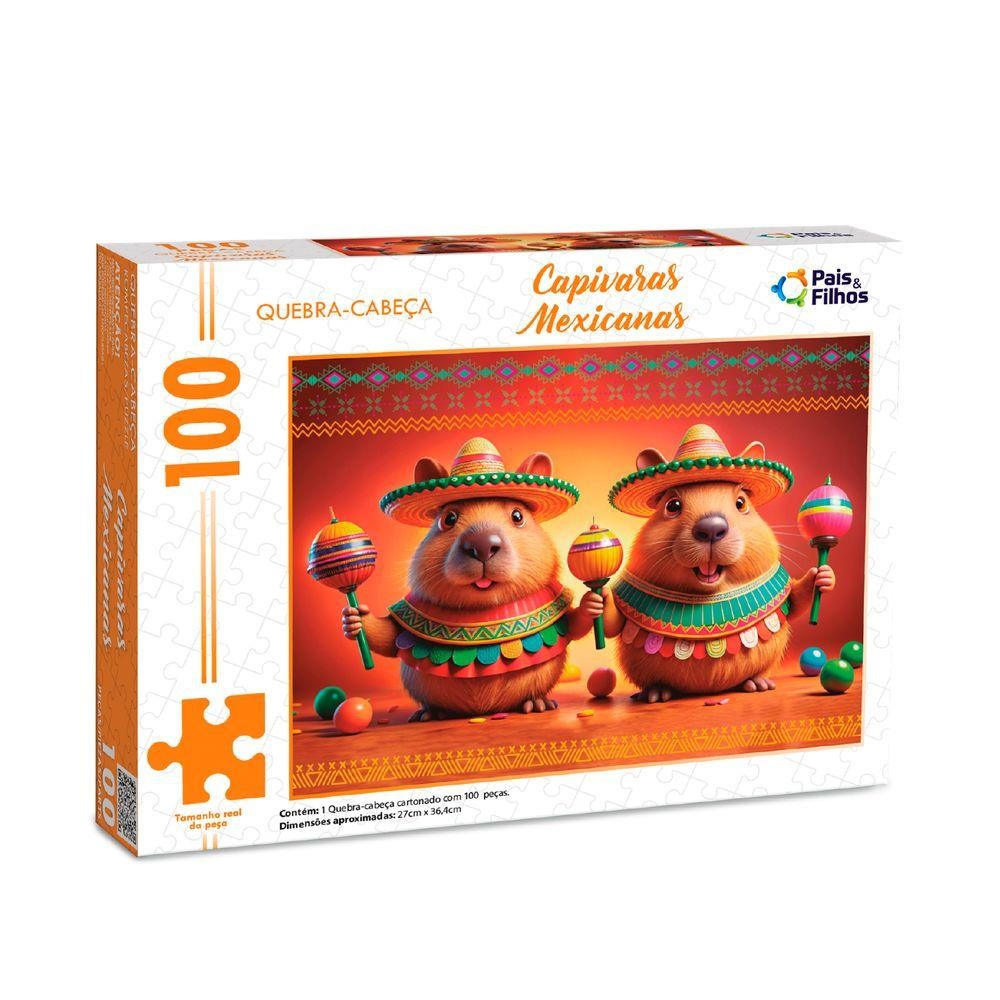Quebra-Cabeça Capivaras Mexicanas 100 Peças - Pais e Filhos em Oferta na Shopee