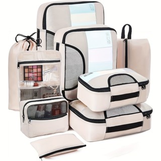 Kit 8peças Conjunto De Bolsas De Compressão Oxford Acessórios De Mala Armazenamento De Roupas VIP TOP em Oferta na Shopee