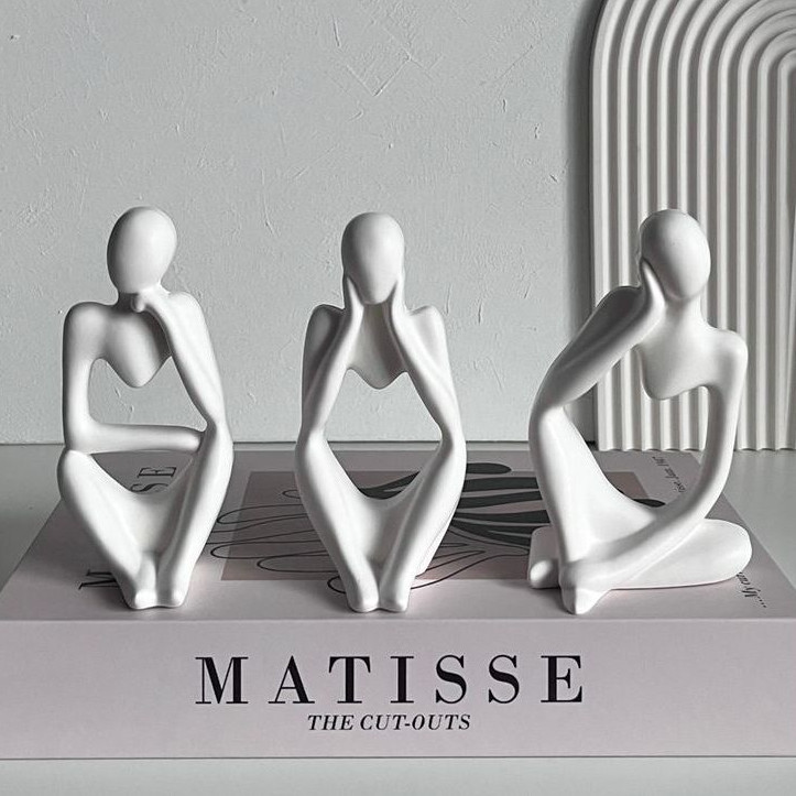Trio de Estatuas Pensador de Gesso Escultura Nórdica Abstrata Moderna Decoração Casa Escritório Enfeite de Sala em Oferta na Shopee