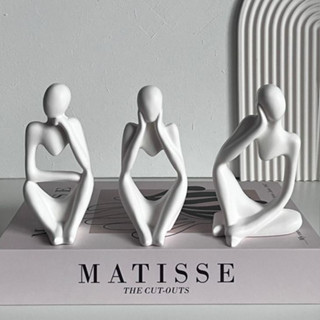 Trio de Estatuas Pensador de Gesso Escultura Nórdica Abstrata Moderna Decoração Casa Escritório Enfeite de Sala em Oferta na Shopee
