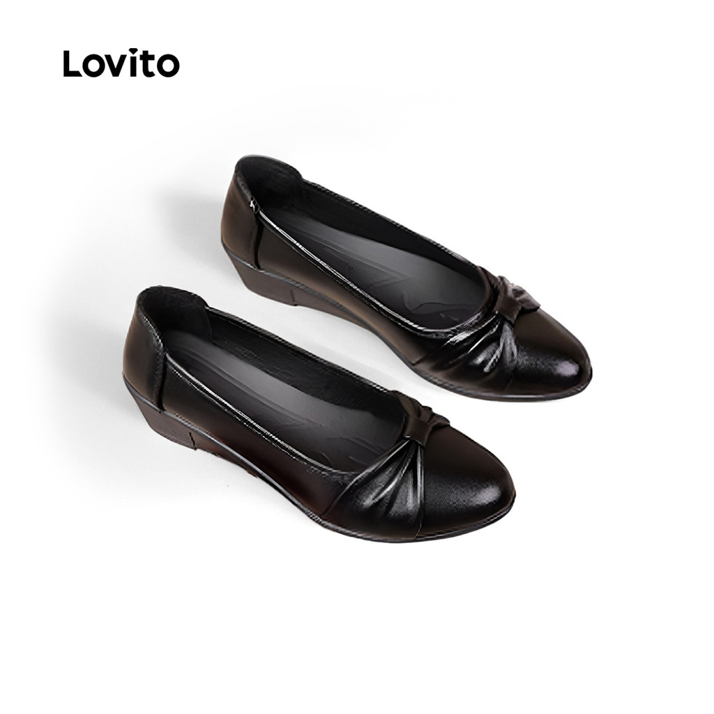 Lovito Sapatas Baby Meia Preppy para Mãe Sapatos de Sola Macia Simples para Todas As Estações pretos LFA85051 em Oferta na Shopee