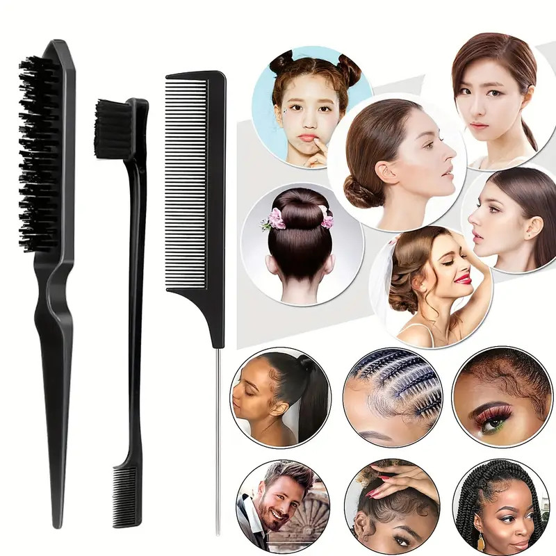Conjunto De Escova De Cabelo 3 Peças Com Pente De Cauda De Mouse Adição Perfeita À Rotina De Cuidados em Oferta na Shopee