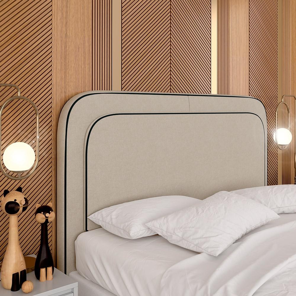Cabeceira Estofada Para Cama Queen Miami Linho Bege - M. Arapongas em Oferta na Shopee