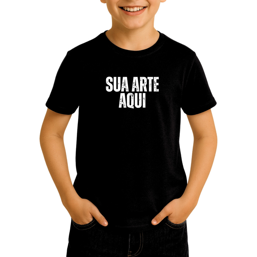 Camiseta Infantil Criança 100% Algodão Personalizada Frase Logo Foto Desenho Festa Aniversário
