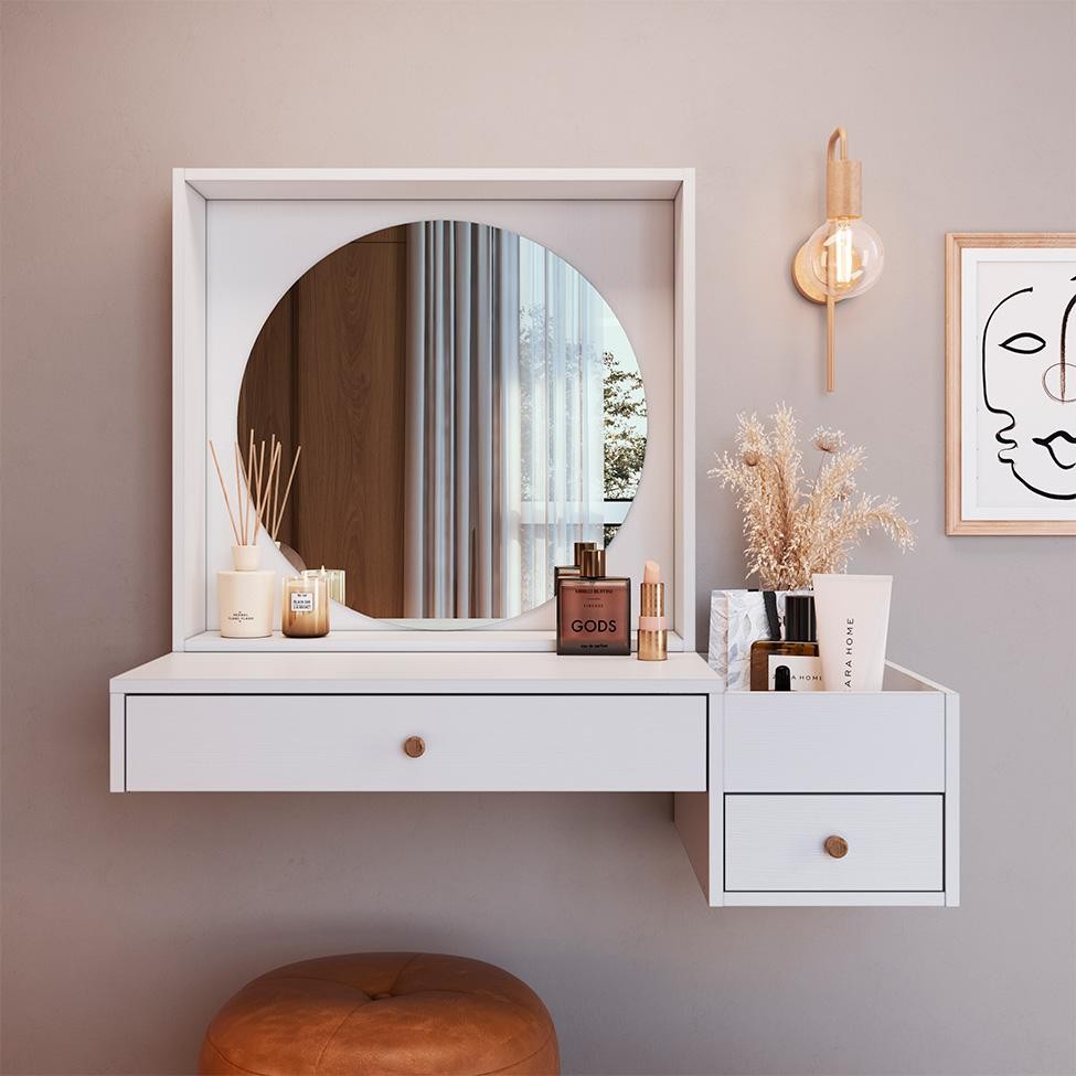 Penteadeira Suspensa com Espelho Fiorela 2 GV Branca em Oferta na Shopee