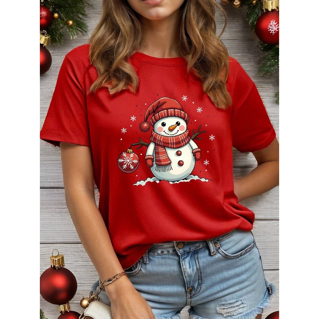 Camiseta Basica Personalizada De Boneco De Neve Merry Cristimas Natal Festas Premium