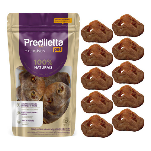 10un Focinho De Porco Prediletta Pet Petisco Natural Mastigável Focinho Suíno Snack