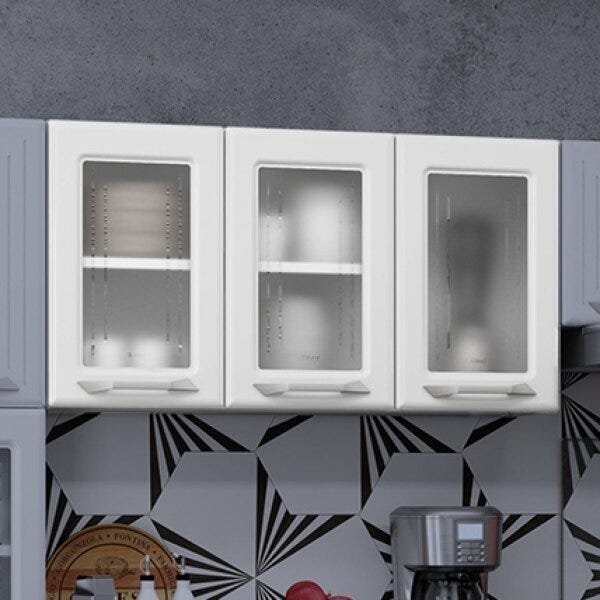 Armário de Cozinha em Aço Aéreo Triplo Topázio  Branco em Oferta na Shopee