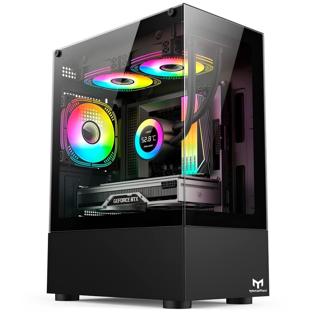 Gabinete Micro-ATX Gamer  Stellar Mini MetalRed M8 Sem Fans - Preto