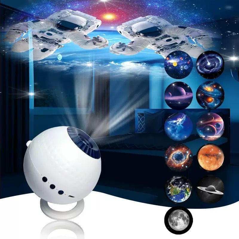 Projetor de Galáxia Estelar RGB com Controle Remoto Luz Noturna Giratória 360° para Quarto Festa