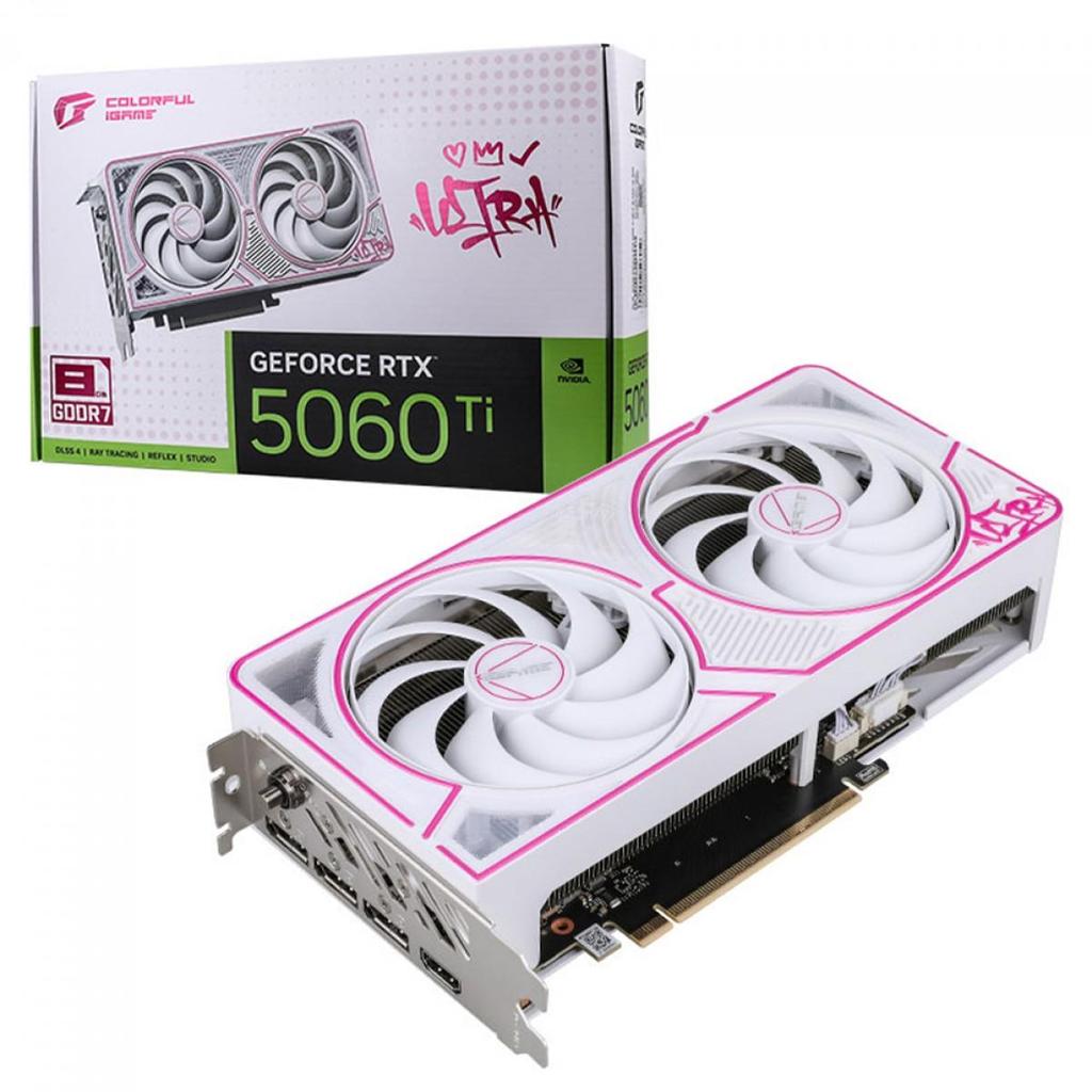 Placa de Vídeo Colorful NVIDIA GeForce RTX 5060 Ti Ultra W Duo OC, 8GB, GDDR7, Ray Tracing, White