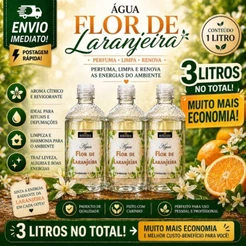 ÁGUA FLOR DE LARANJEIRA 1 LITRO - KIT 3 UNIDADES