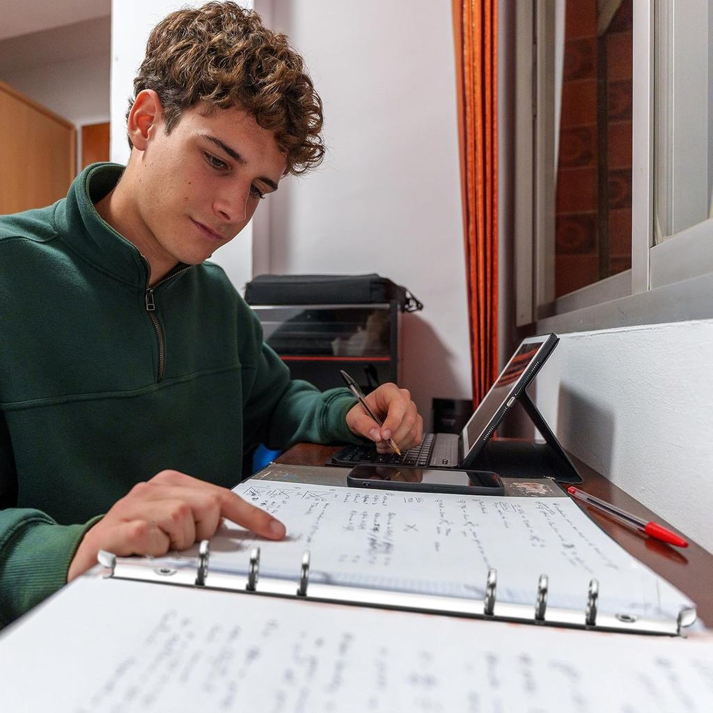 Capa de caderno de couro Patikil 5 com sistema de 6 argolas, capa de caderno de folhas soltas substituível, vedação flex