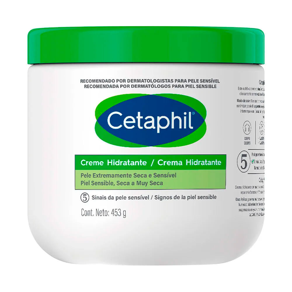 Cetaphil Creme Hidratante Pele Sensível e Seca 453ml Ganhe Loção de Limpeza Pele Sensível Normal a Seca 100ml