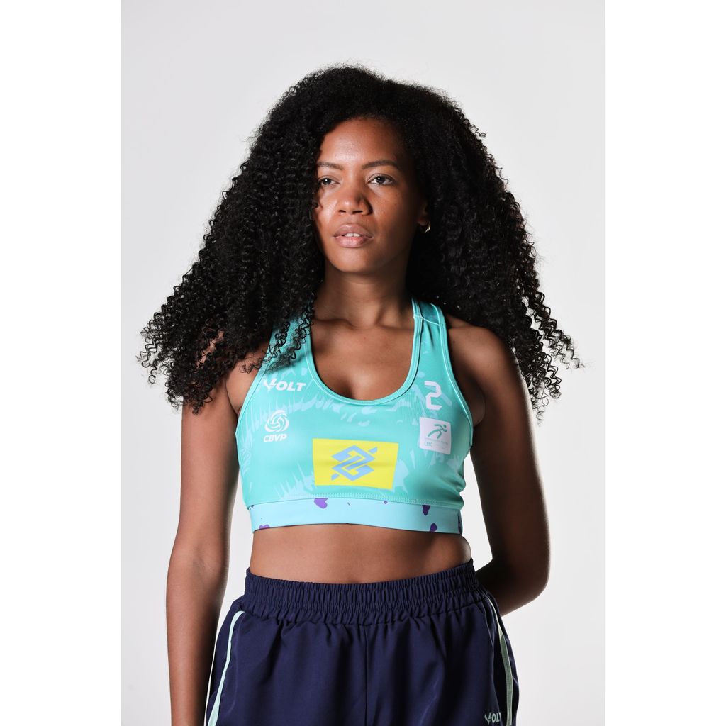 Top 2 Vôlei de Praia Brasil Oficial Feminino Verde Água Volt