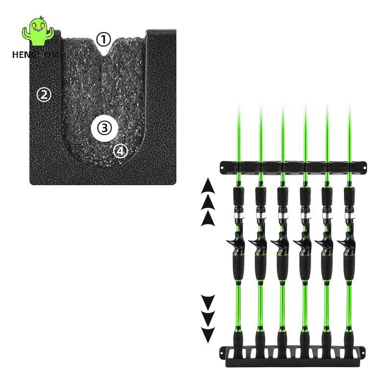 HENGHOME 1 Conjunto De Fixação Braet 6-Haste Ra Vara De Pesca Montada Na Parede Para Barco Horizontal/Vertical Suporte D