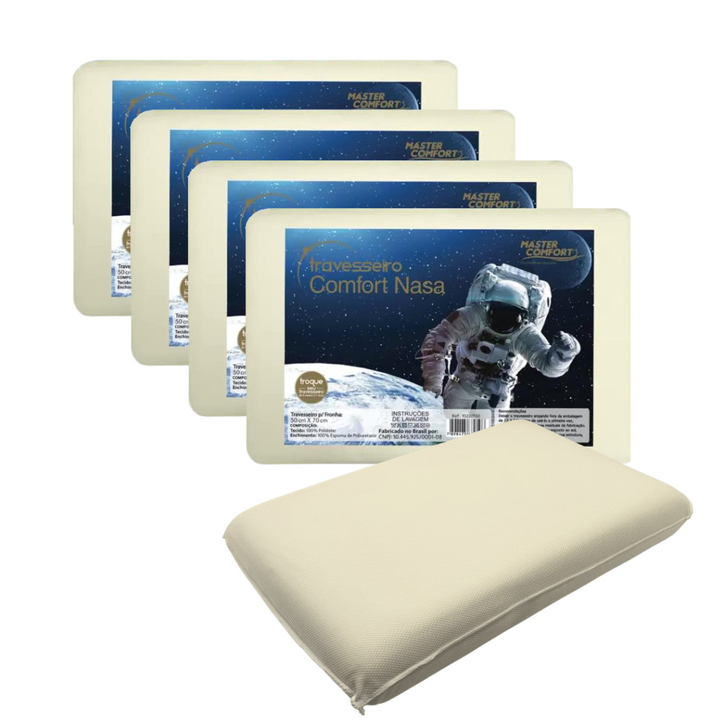 Kit 4 Travesseiros Viscoelástico Comfort Nasa Sono 50x70cm