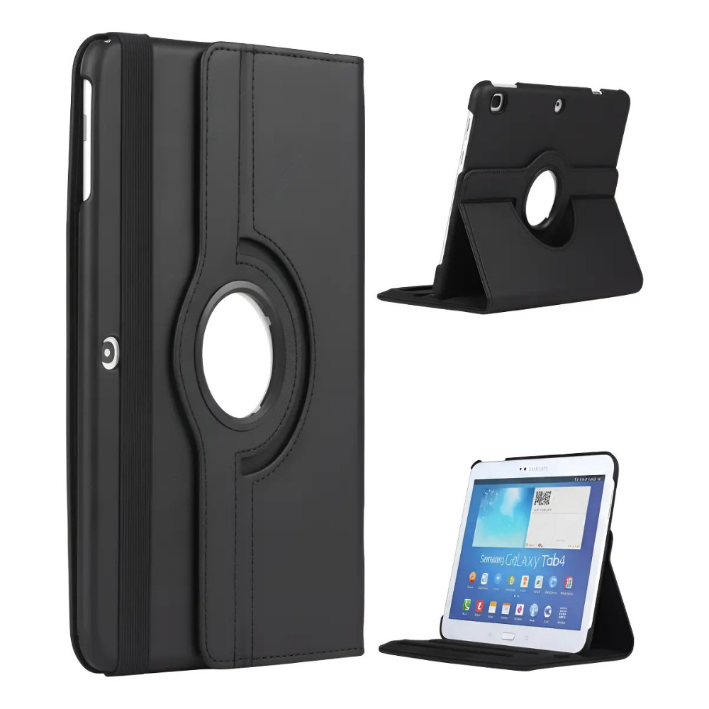 Capa Tablet Couro Flip Giratória Preta Case Flip Com Suporte Para Galaxy Tab 4 10.1 T530 T535 Preta