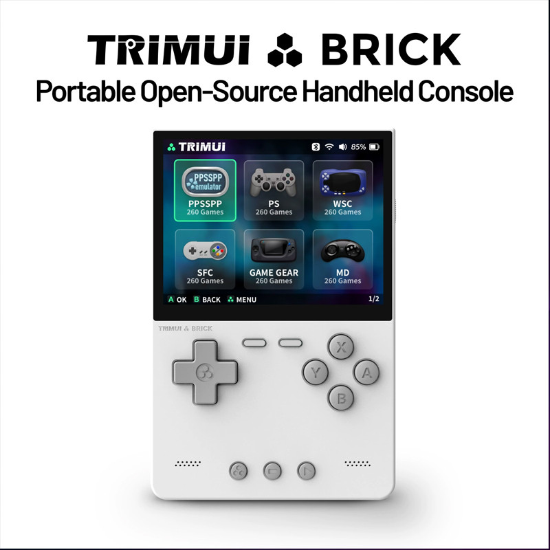 Trimui BRICK Console De Jogos Portátil Com Tela IPS De 3.2'Sistema Linux UI Painel Traseiro De Metal