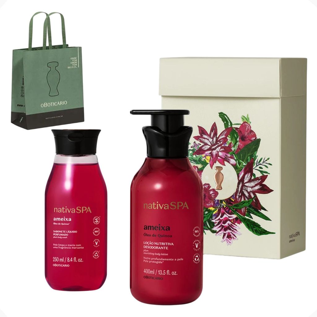Kit Presente Nativa Spa Hidratante + Sabonete Líquido Corporal Ameixa O Boticário (2 Itens) REF 89317