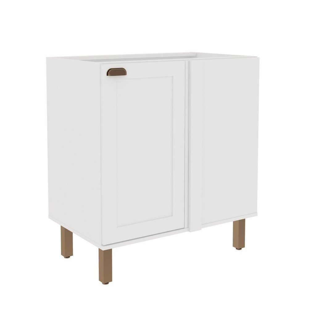 Balcão de Canto para Cozinha 1 Porta sem Tampo Iluminata Branco Branco