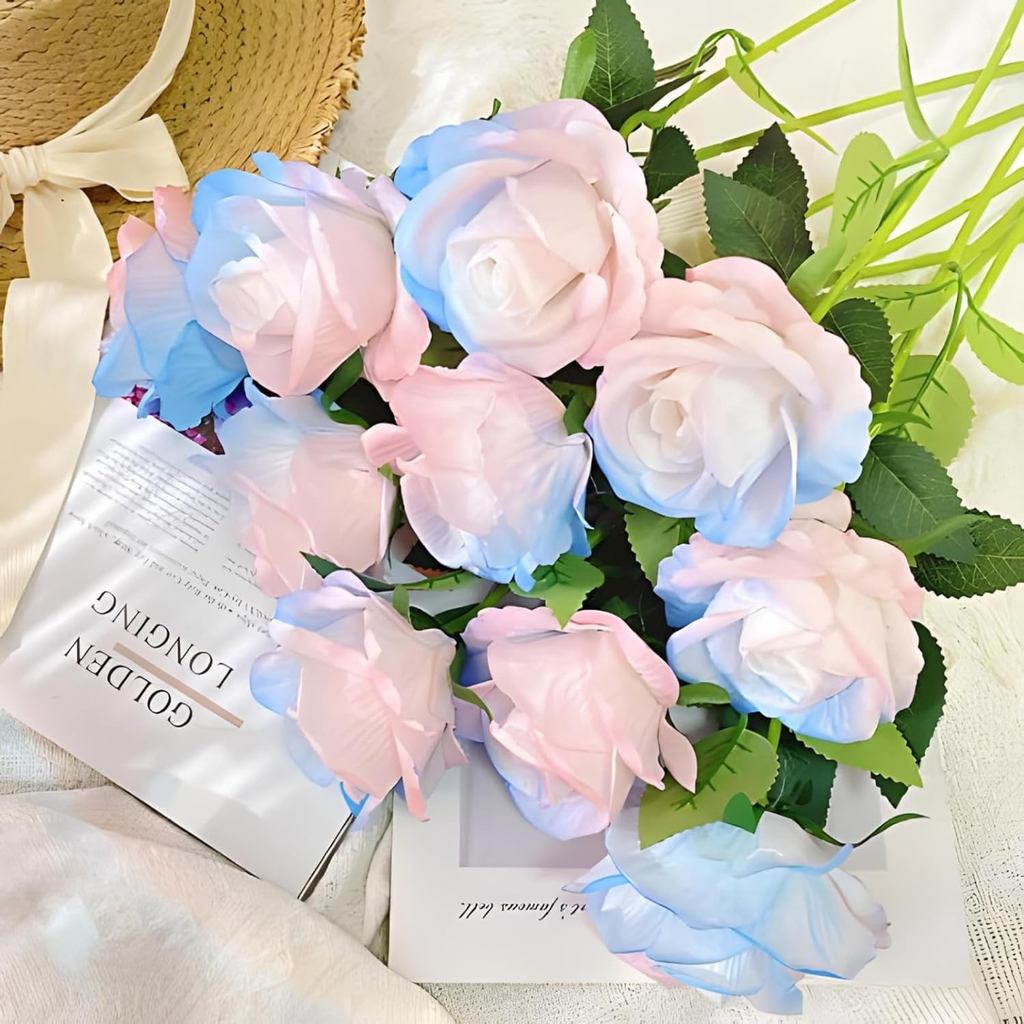 Rosas Simuladas, Flores Artificiais de Plástico, Decoração para Sala de Estar, Decoração para Mesa de Jantar, Decoração 