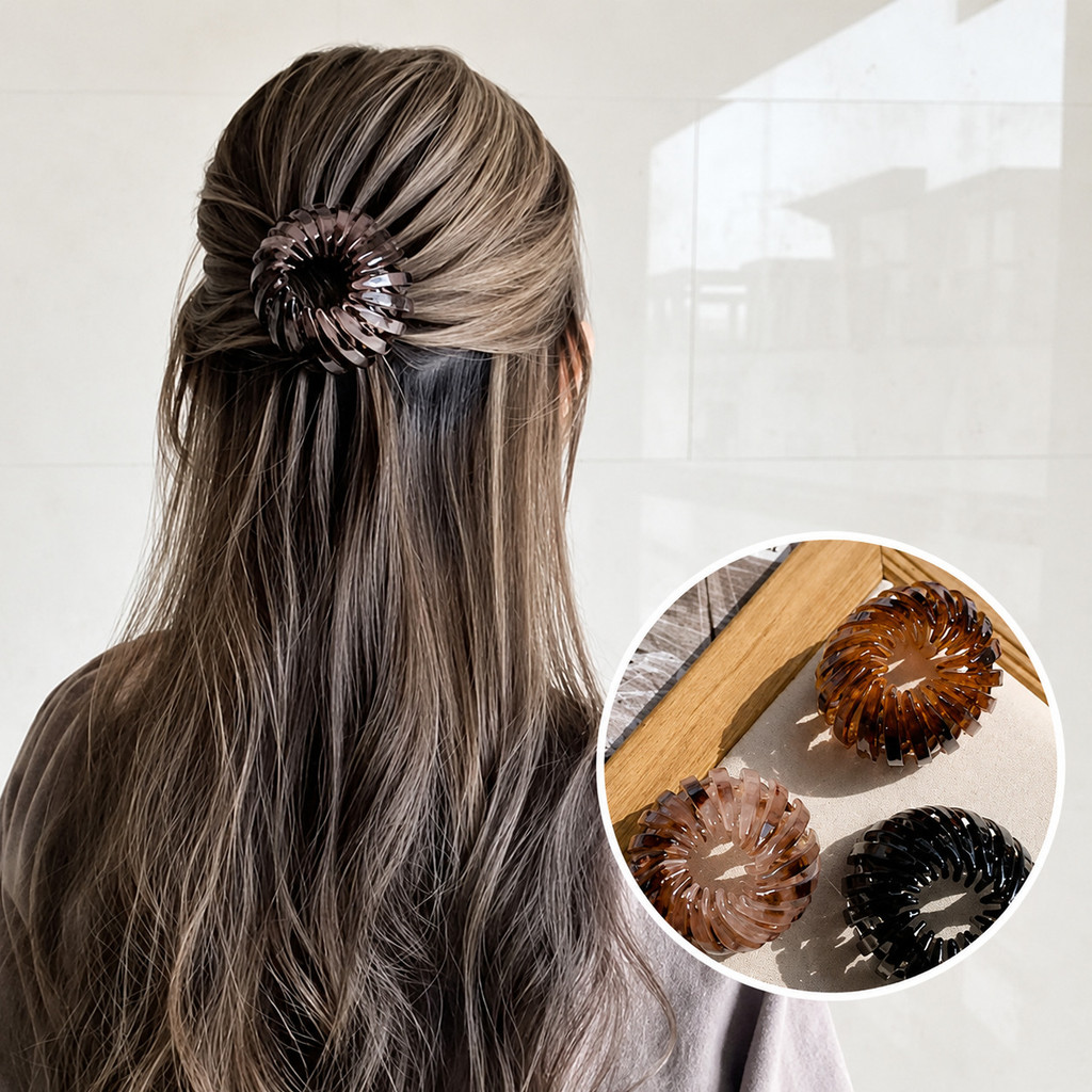 Kit 4 Prendedor de Cabelo Retrátil Ninho de Pássaro para Coque e Rabo de Cavalo Feminino - WL