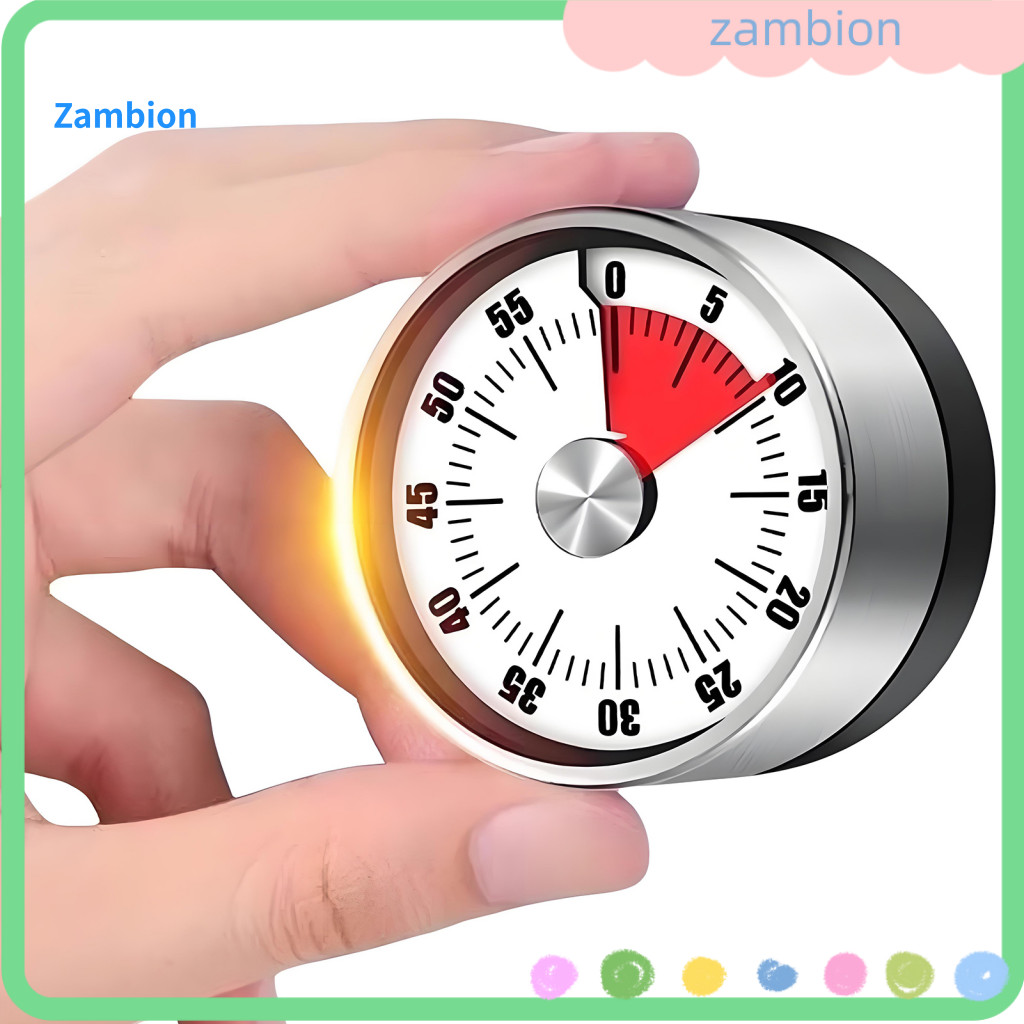 Portable Kitchen Timer Mechanical Countdown 55-minute with Magnetic Back – Visual Clock for Cooking Baking Pomodoro