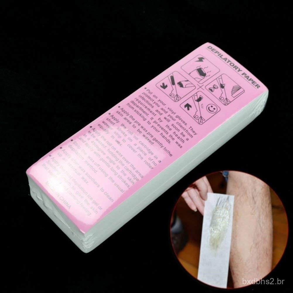 AKOAK 100 Folhas/Pacote Papel Depilatório Descartável Profissional para Remoção de Pelos, Papel Epilador Não Tecido para